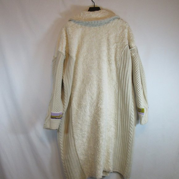 Free People Cream Knit Sweater Coat Mid Length Cardigan - Picture 11 of 12